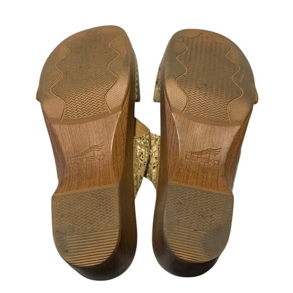 DANSKO Shades of Beige Sophie Snakeskin Double-Strap Women's Clog Sandals Size 4 - Picture 7 of 8
